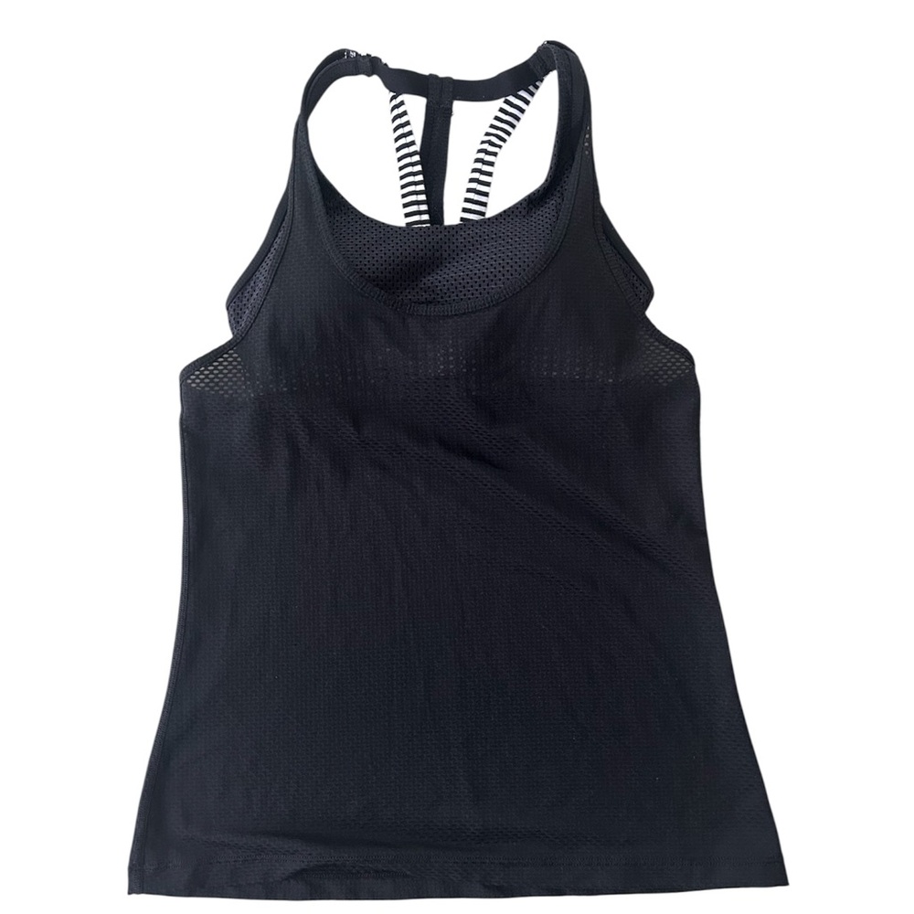Lorna Jane Black Mesh Racerback Tank Top